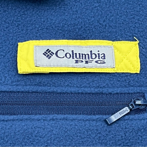 Columbia PFG Shirt Medium Blue Half Snap Fleece Pullover Fishing Outdoor Men - Picture 8 of 15